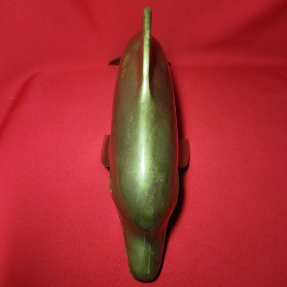 Vintage Mid Century Brass Dolphin Figurine 14" - Picture 10 of 11